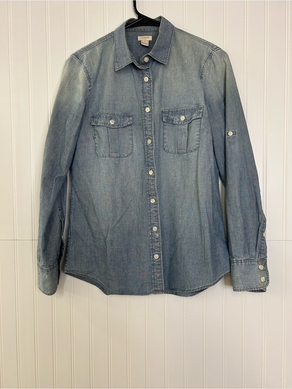 J. Crew Factory Light Wash Denim Button-Up Shirt Size XS